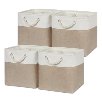 Temary Cube Storage Bins 11 X 11 Fabric Storage Baskets 4 Pack Storage Cubes Baskets For Gift Empty, Cube Organizer Bins Cloth B