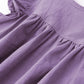 Lyxiof Toddler Baby Girl Cotton Linen Dress Ruffle Sleeve Halter Sleeveless Kids Casual Beach Dresses Purple 100Cm