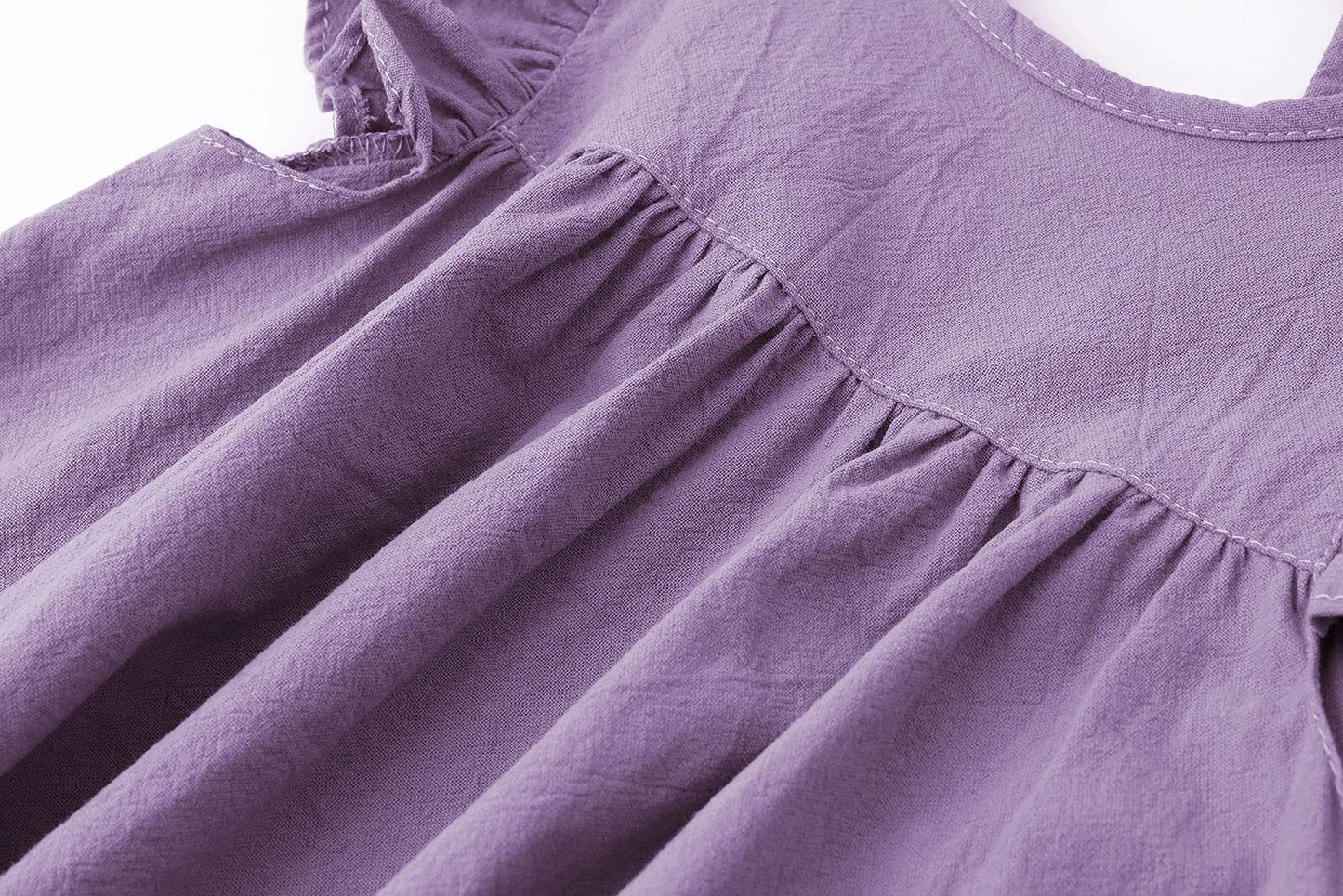 Lyxiof Toddler Baby Girl Cotton Linen Dress Ruffle Sleeve Halter Sleeveless Kids Casual Beach Dresses Purple 90Cm