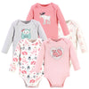 Hudson Baby Unisex Baby Cotton Long-Sleeve Bodysuits, Pink Forest, 3-6 Months