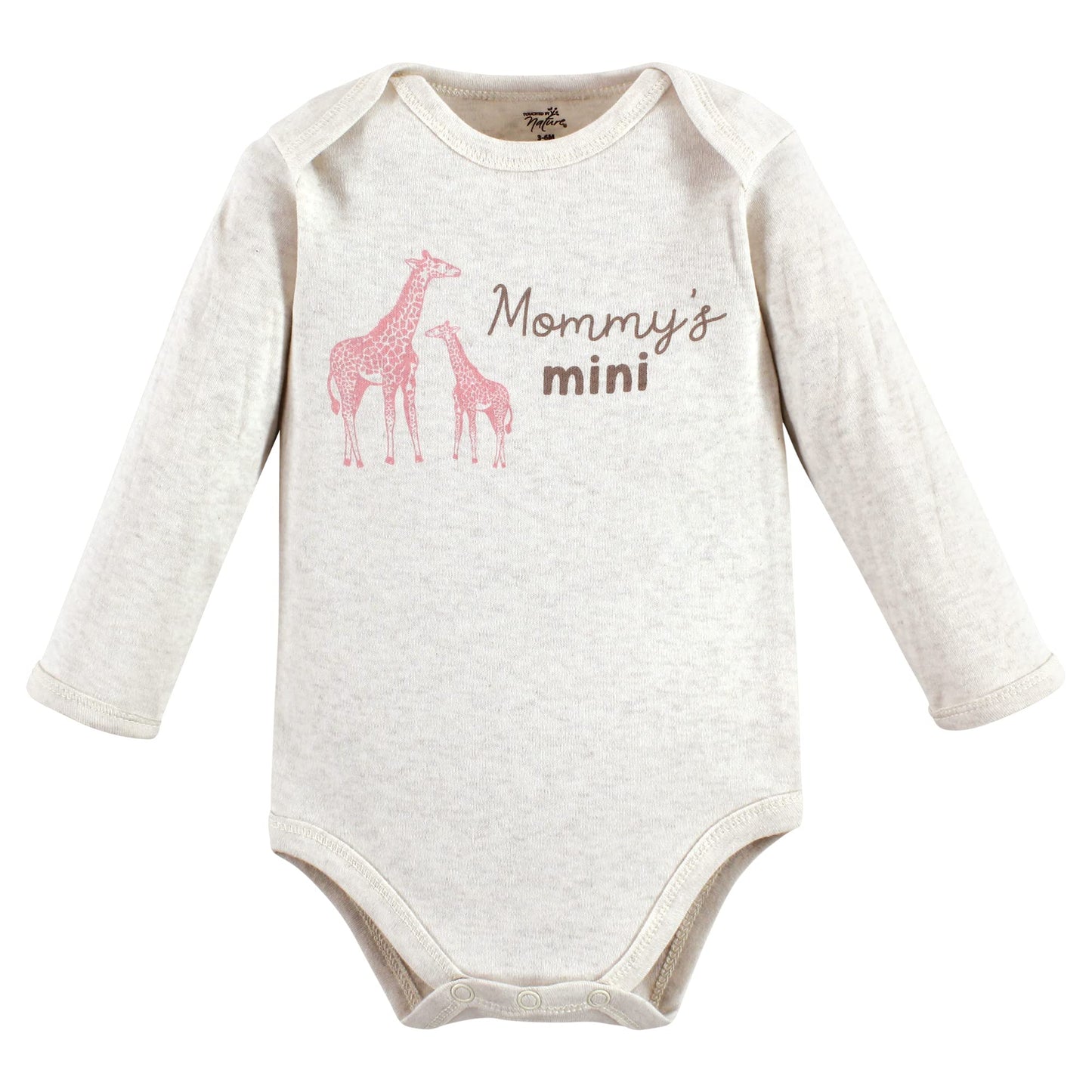 Touched By Nature Unisex Baby Organic Cotton Long-Sleeve Bodysuits, Girl Safari, 18-24 Months