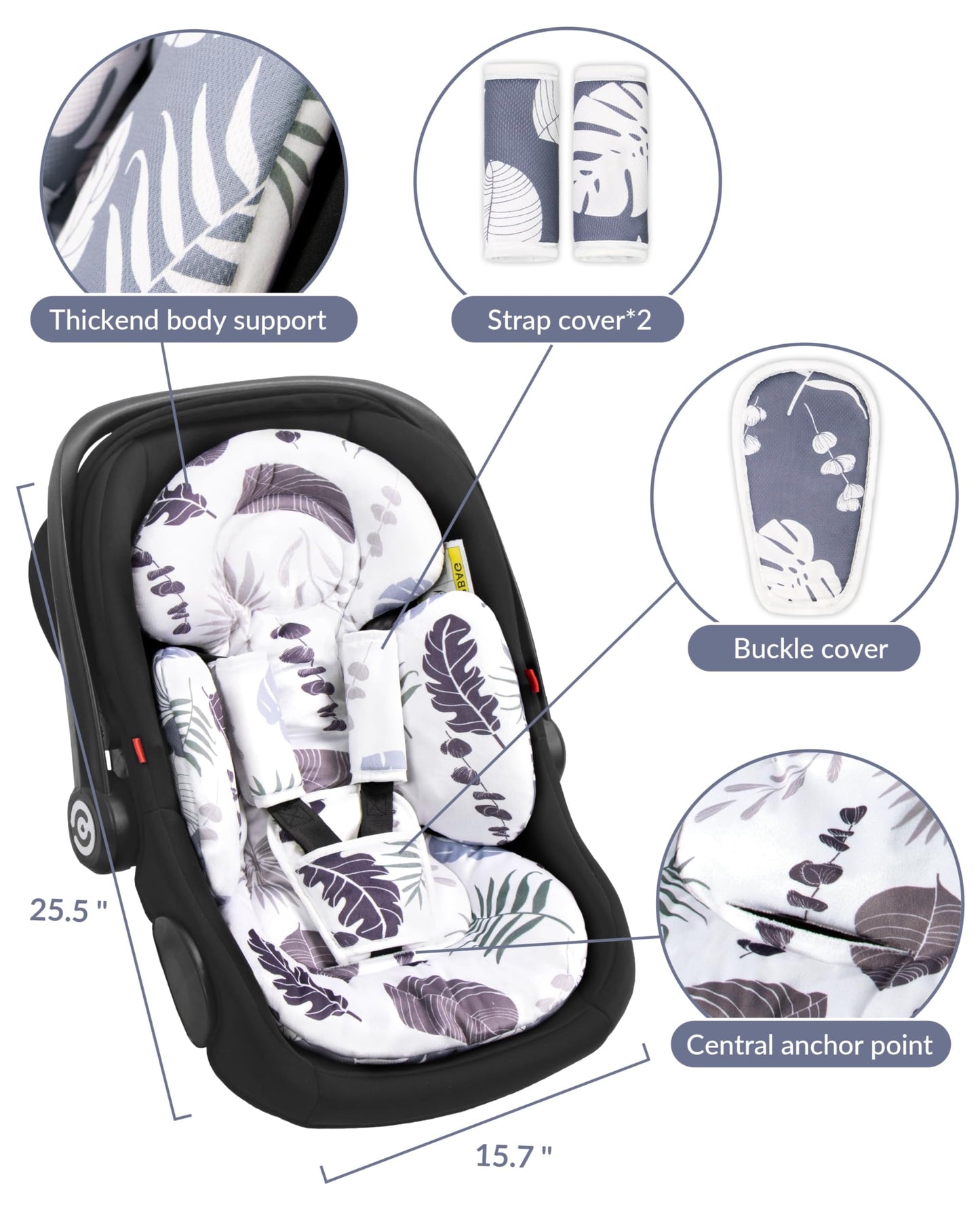 Tinlyfinly Infant Car Seat Insert, Head And Body Support, Reversible Newborn Insert Compatible With Baby Carseat, Stroller, Mama