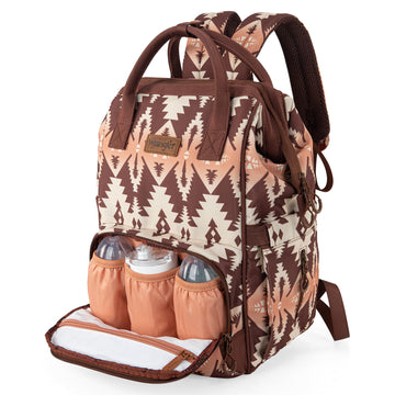 Wrangler Aztec Backpack Organized Daypack Travel Baby Bag With Stroller Strap And Side Bottle Pockets Wg2204-9110Br