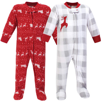 Hudson Baby Unisex Baby Fleece Sleep And Play, Santas Sleigh, 3-6 Months