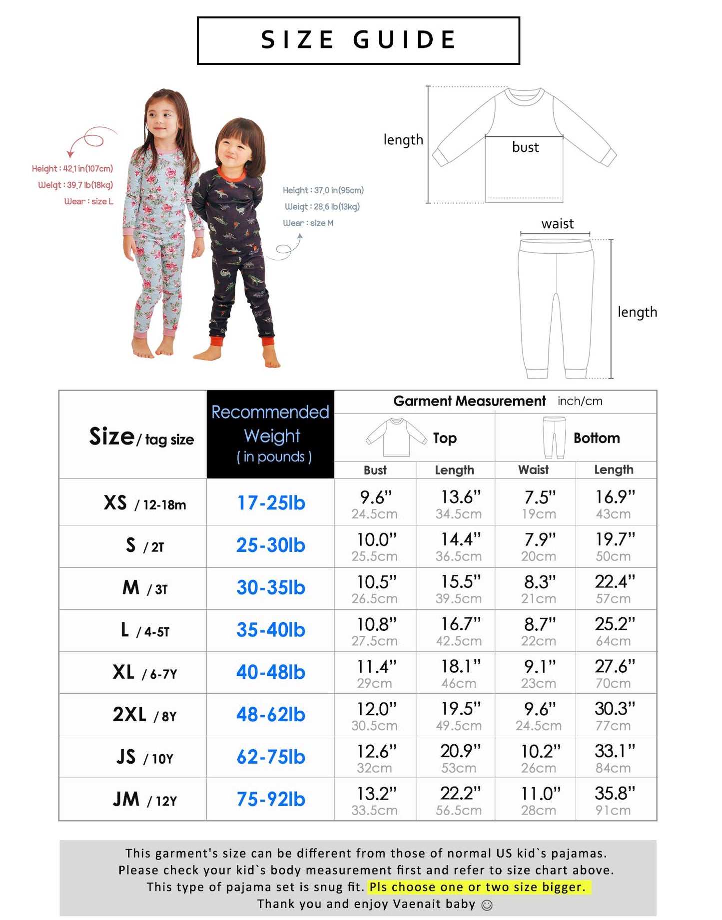 Vaenait Baby Toddler Kids Boys Girls Animal 100% Cotton Sleepwear Pajamas Set Rabbit Crew M
