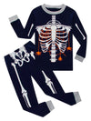 Family Feeling Baby Infant Boys Girls Glow-In-The-Dark Skeleton Halloween Pajamas Sets Long Sleeve Kids Toddler Pjs Blue Size 18