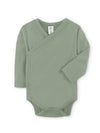 Colored Organics Baby Organic Cotton Kimono Bodysuit - Long Sleeve Infant Side Snap One Piece - 0-3 Months - Thyme Green