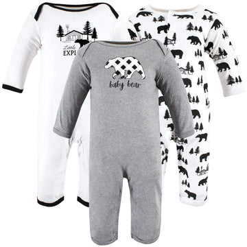 Hudson Baby Girls Unisex Cotton Coveralls, Bear Gray Black, 6-9 Months, Baby Bear Gray Black, 6-9 Months Us