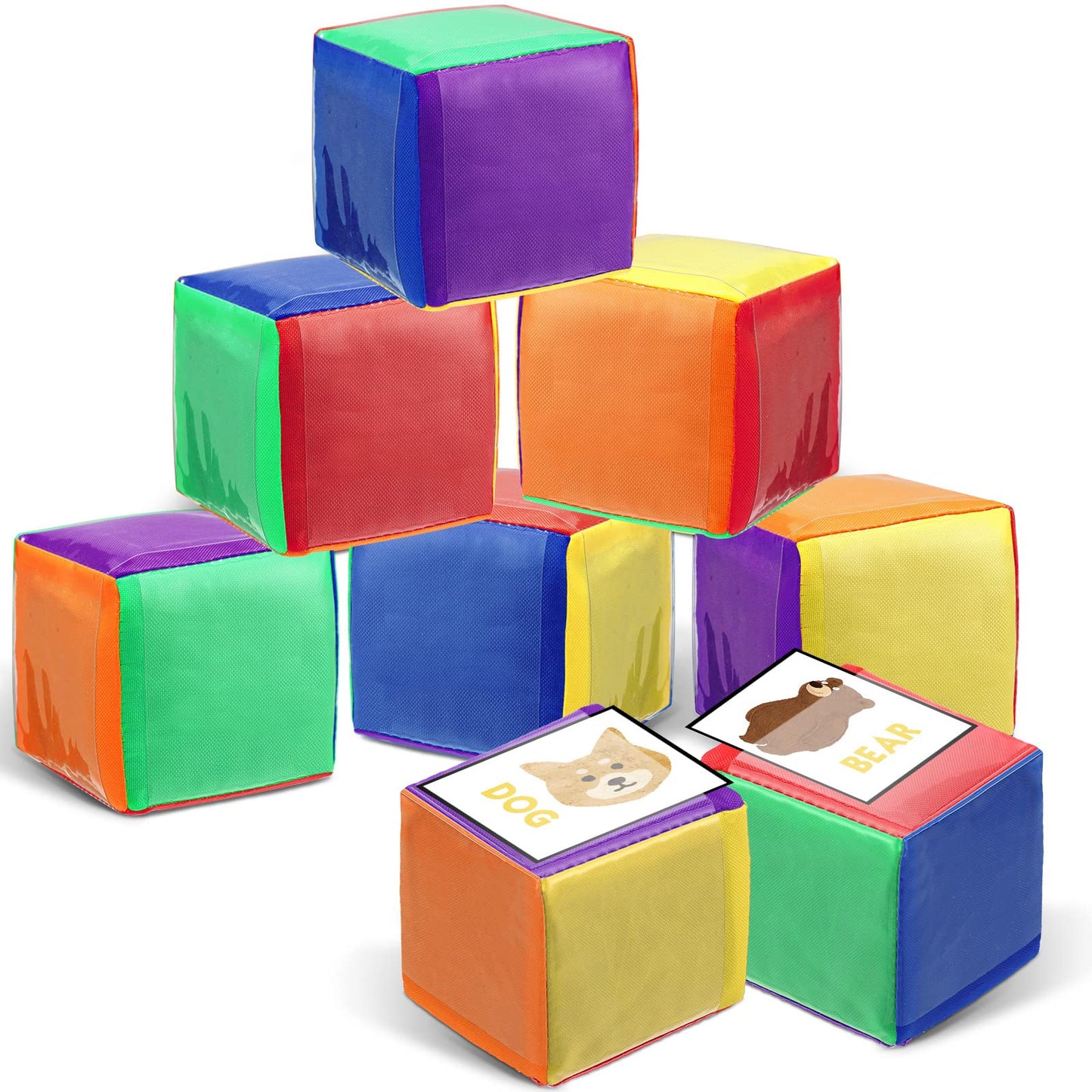 Yilloog 8 Pcs 3.15 Inch DIY Education Playing Game Dice, Pocket Dice Cubes for Teaching, Large Clear Foam Dices for Kids Classro