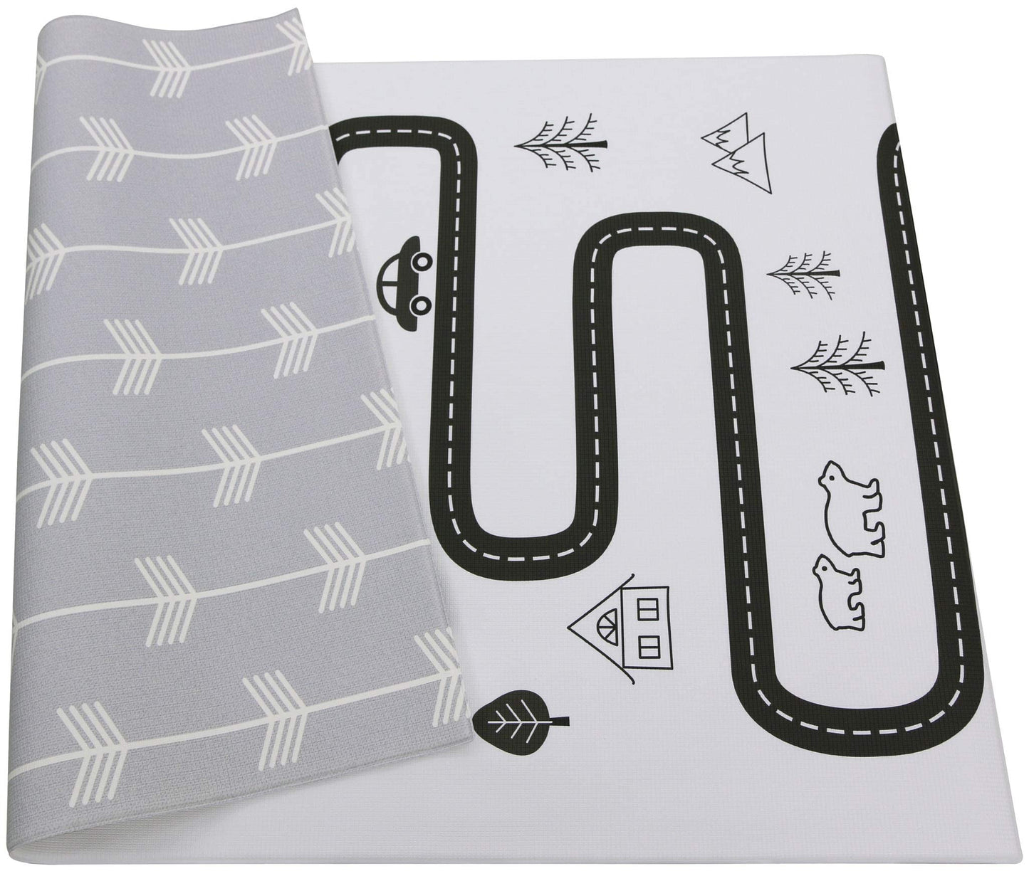 Baby Care Play Mat (Medium, Nordic Trails - Morning Fog Arrows) 73 X 49 Original One-Piece Reversible Rollable Waterproof Play M