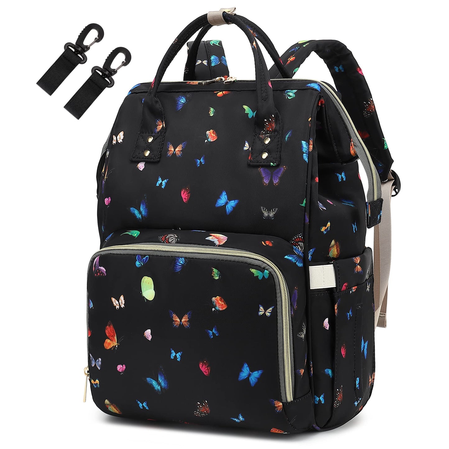 Yusudan Butterfly Diaper Bag Backpack for Baby Girls, Mom Waterproof Large Nappy Bags for Women