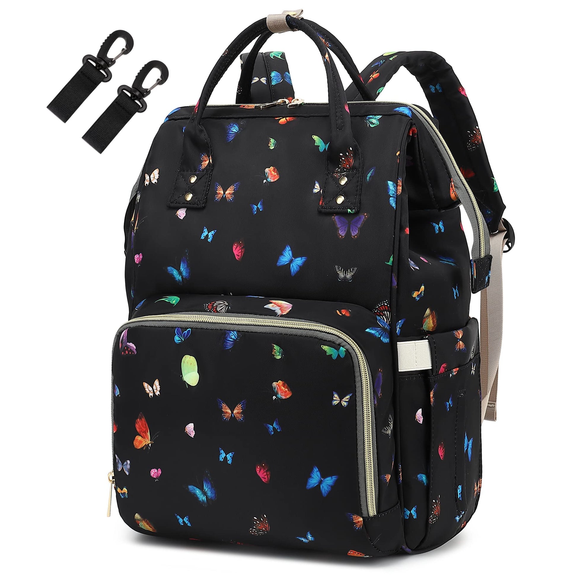 Yusudan Butterfly Diaper Bag Backpack for Baby Girls, Mom Waterproof Large Nappy Bags for Women