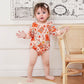 Halloween Newborn Baby Girl Outfit Pumpkin Sweatshirt Romper Long Sleeve Onesie Jumpsuit Infant Fall Winter Clothes (Milk Tea, 3