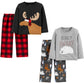 Simple Joys By Carter'S Boys' 4-Piece Pajama Set (Cotton Top & Fleece Bottom), Black Reindeer/Dark Grey Forest Animals/Grey Pola