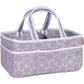 Dove Gray Chevron Storage Caddy - Chevron Print Body, Handles And Lining, Gray And White Trim, Gray And White, Two Handles, 12 I