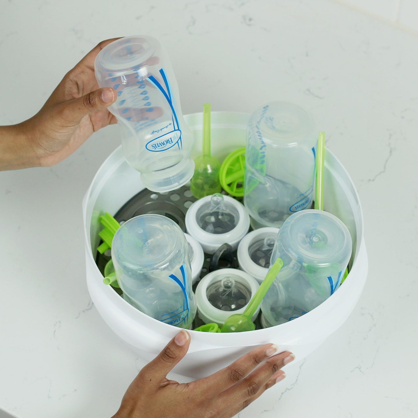 Dr. Browns Microwave Steam Sterilizer for Baby Bottles, Nipples, Bottle Parts, Pacifiers, Teethers and Breast Pump Parts