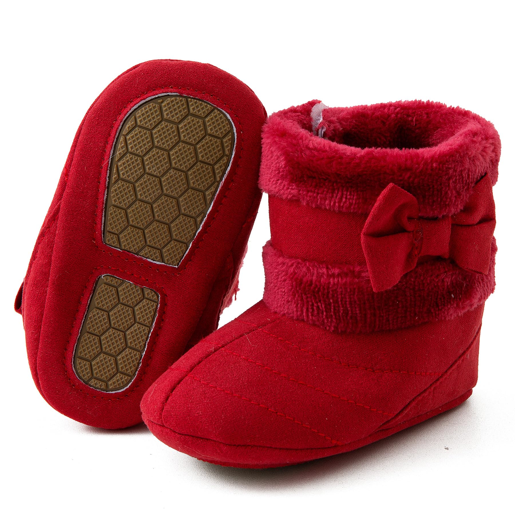 Jastore Infant Baby Boys Girls Boots Slippers Winter Warm Snow Boots Baby Girl Newborn Toddlers (Red, US Footwear Size System, I