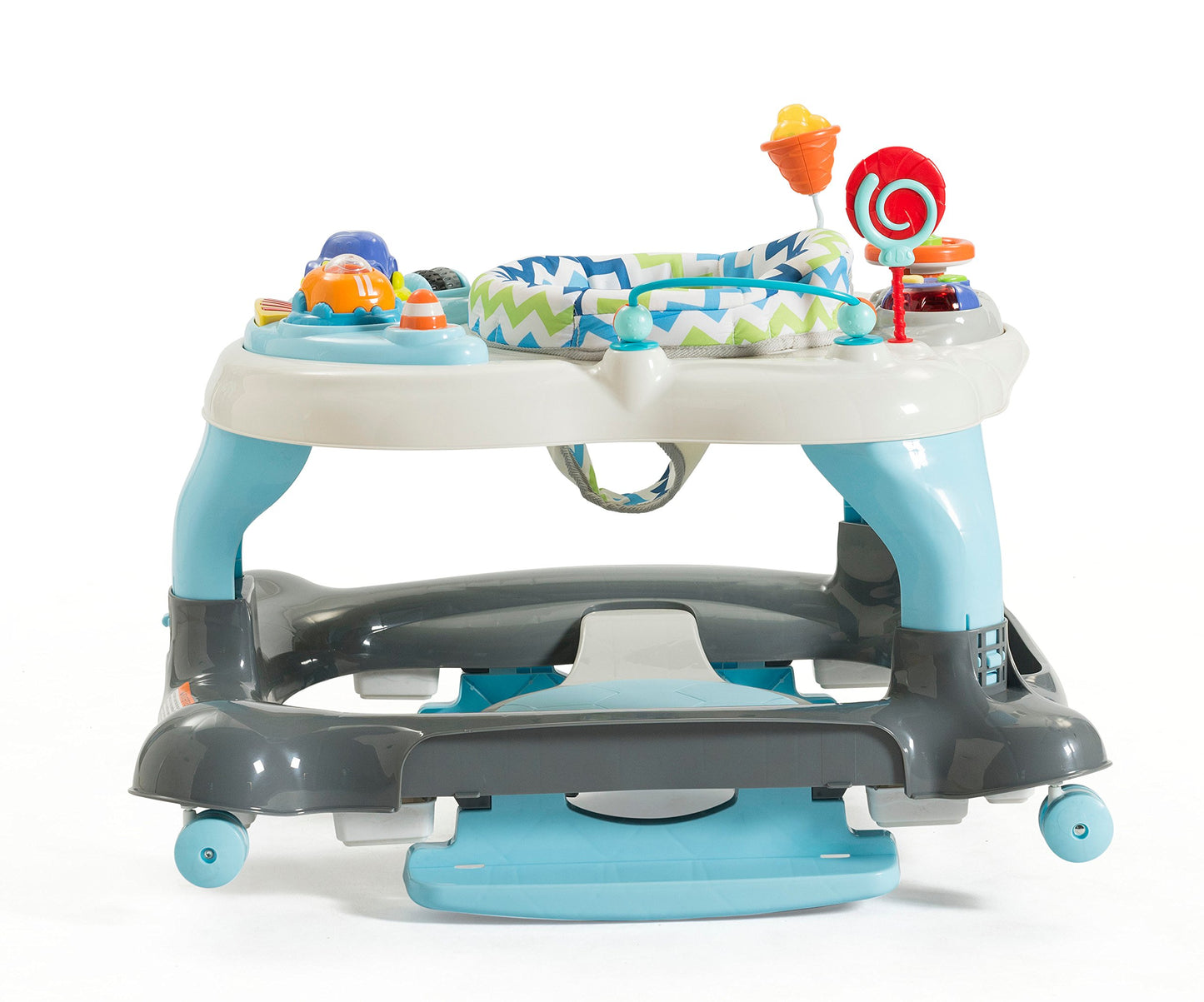 Storkcraft 3-In-1 Activity Walker And Rocker With Jumping Board Feeding Tray, Interactive Toy Tray For Toddlers Infants, Blue/Gr