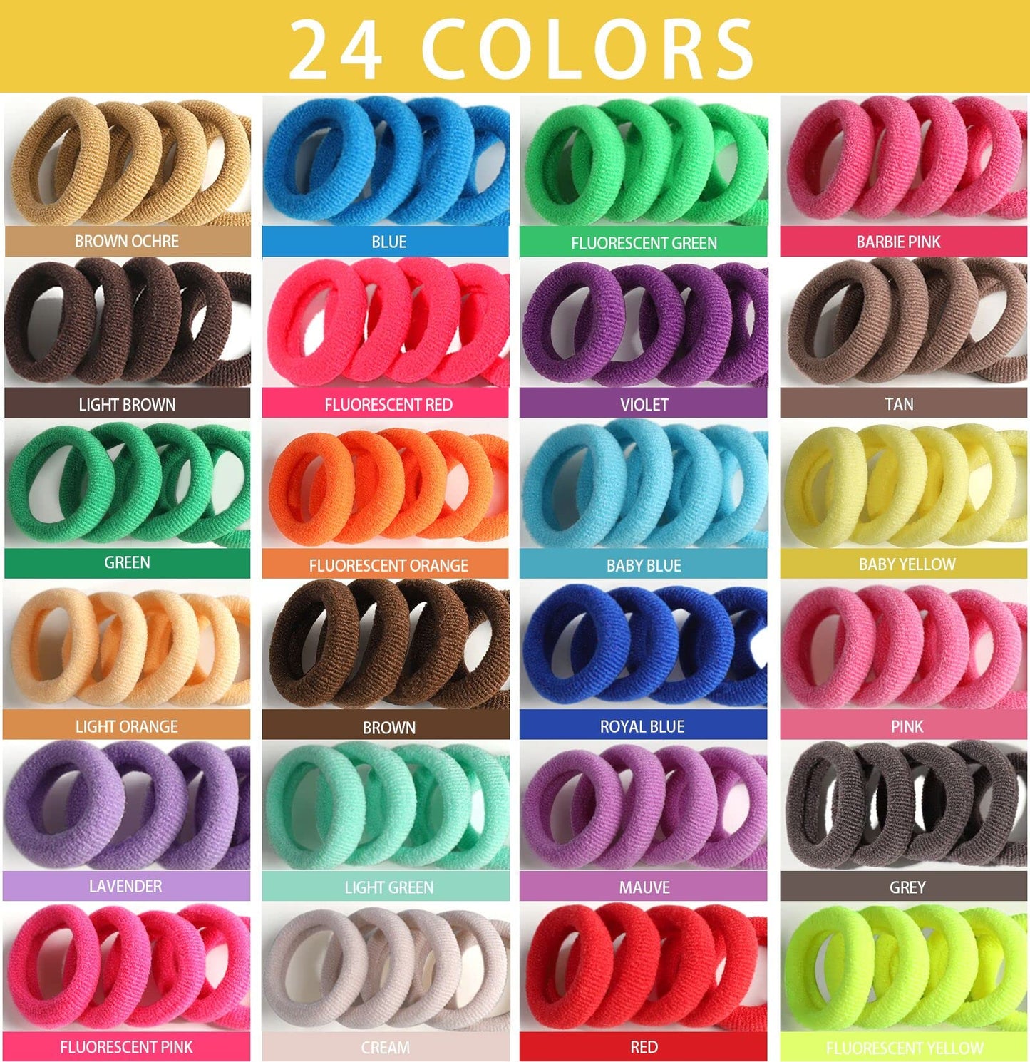 Ygdz 280 Pcs Cotton 24 Colors Hair Ties Set With Organizer Box - Seamless Soft Mini Elastics Ponytail Holders And Hair Accessori