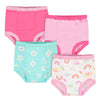Gerber Baby Girls Infant Toddler 4 Pack Potty Training Pants Underwear Rainbow Turquoise and Pink 2T