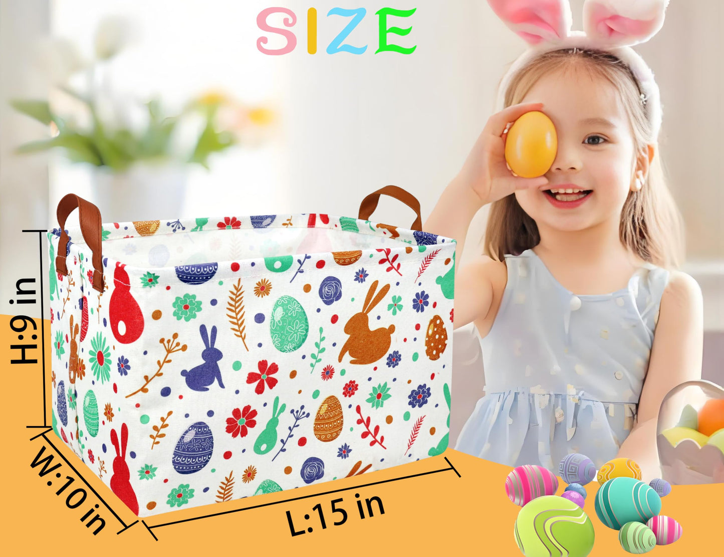 BOOHIT Large Easter Baskets for Kids Teen Boys Personalized Egg Hunting Baskets Baby Girl Fabric Empty Easter Gift Bakset ( boho