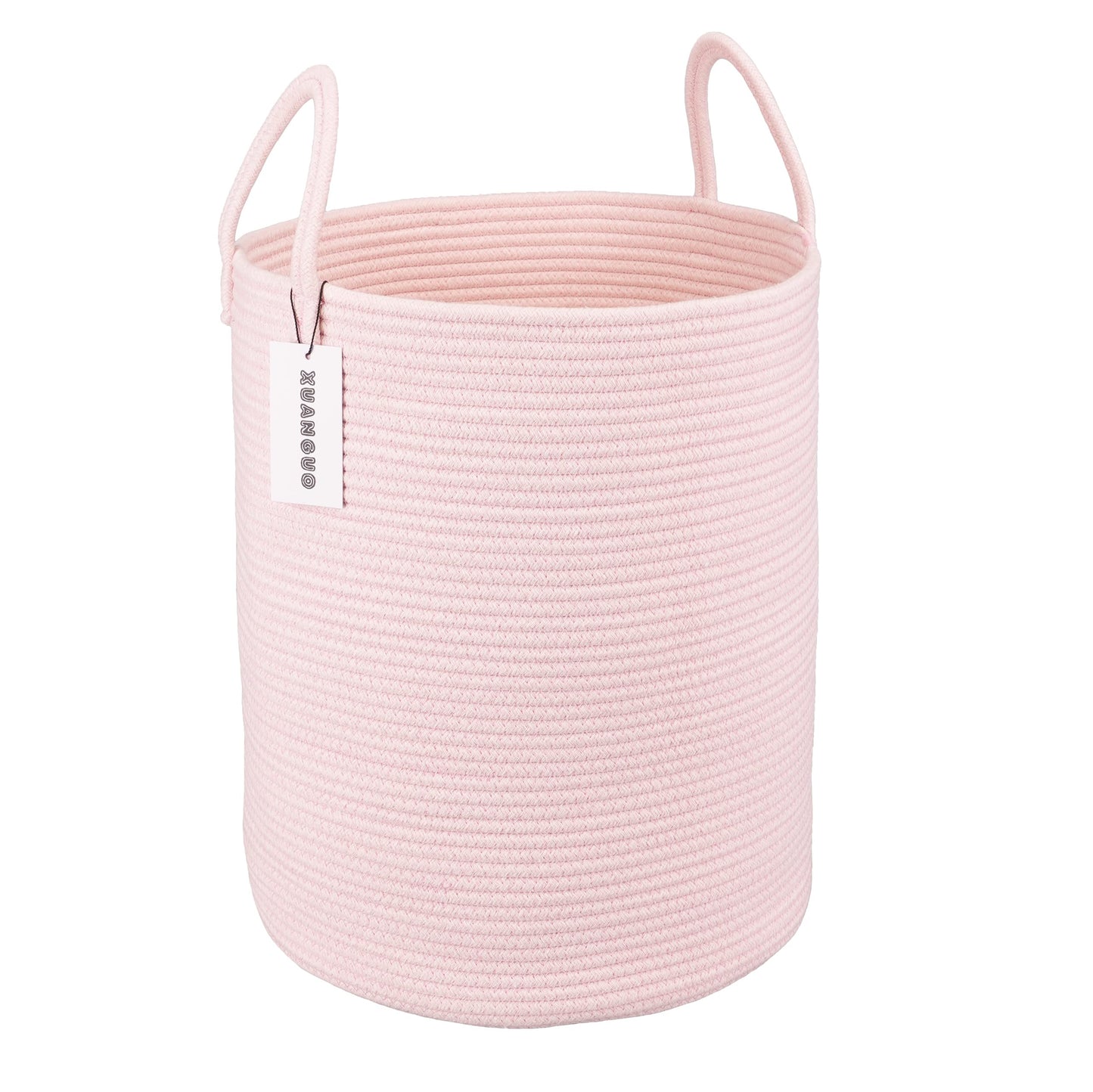 Xuanguo Cotton Rope Laundry Basket Hamper For Girls Kids Baby Nursery Hamper Bin Woven Storage Basket For Living Room Girls Room