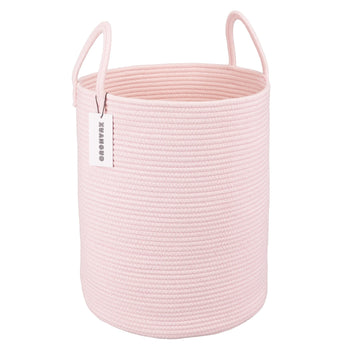 Xuanguo Cotton Rope Laundry Basket Hamper For Girls Kids Baby Nursery Hamper Bin Woven Storage Basket For Living Room Girls Room