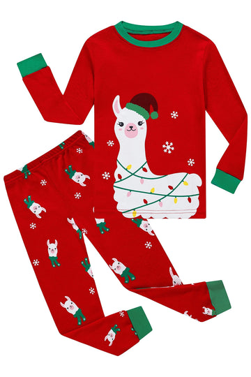 Christmas Llama Ugly Little Boys Girls Long Sleeve Pajamas Cotton Red Xmas Jammies Size 6