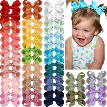 Joyoyo 50Pcs 3' Hair Bows Alligator Clips Grosgrain Ribbon Big Bows Clips For Girls Toddlers Kids Children In Pairs