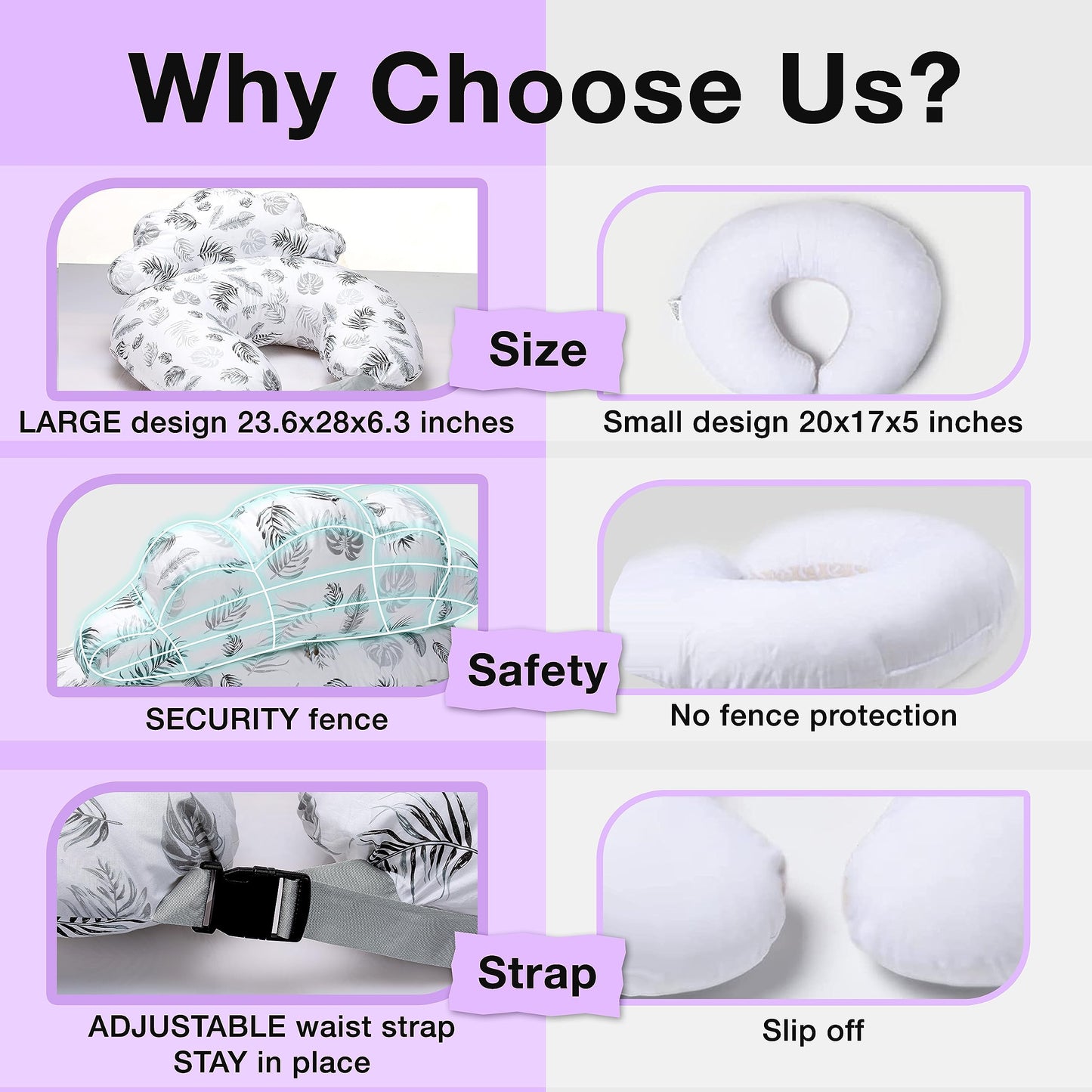 Pillani Nursing Pillow For Breastfeeding, Breastfeeding Pillows For Mom & Baby Feeding Support, Removable Cotton Cover, W/Adjust