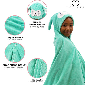 Mothera Kids Hooded Bath Towel And Toddler Bath Towel, Coral Fleece Kids And Toddler Towel, Kids Animal Hooded Towels For Toddle