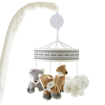 Levtex Baby - Bailey Musical Rotating Baby Crib Mobile - Woodland Creatures - Grey, Brown, White, And Black - Nursery Accessorie