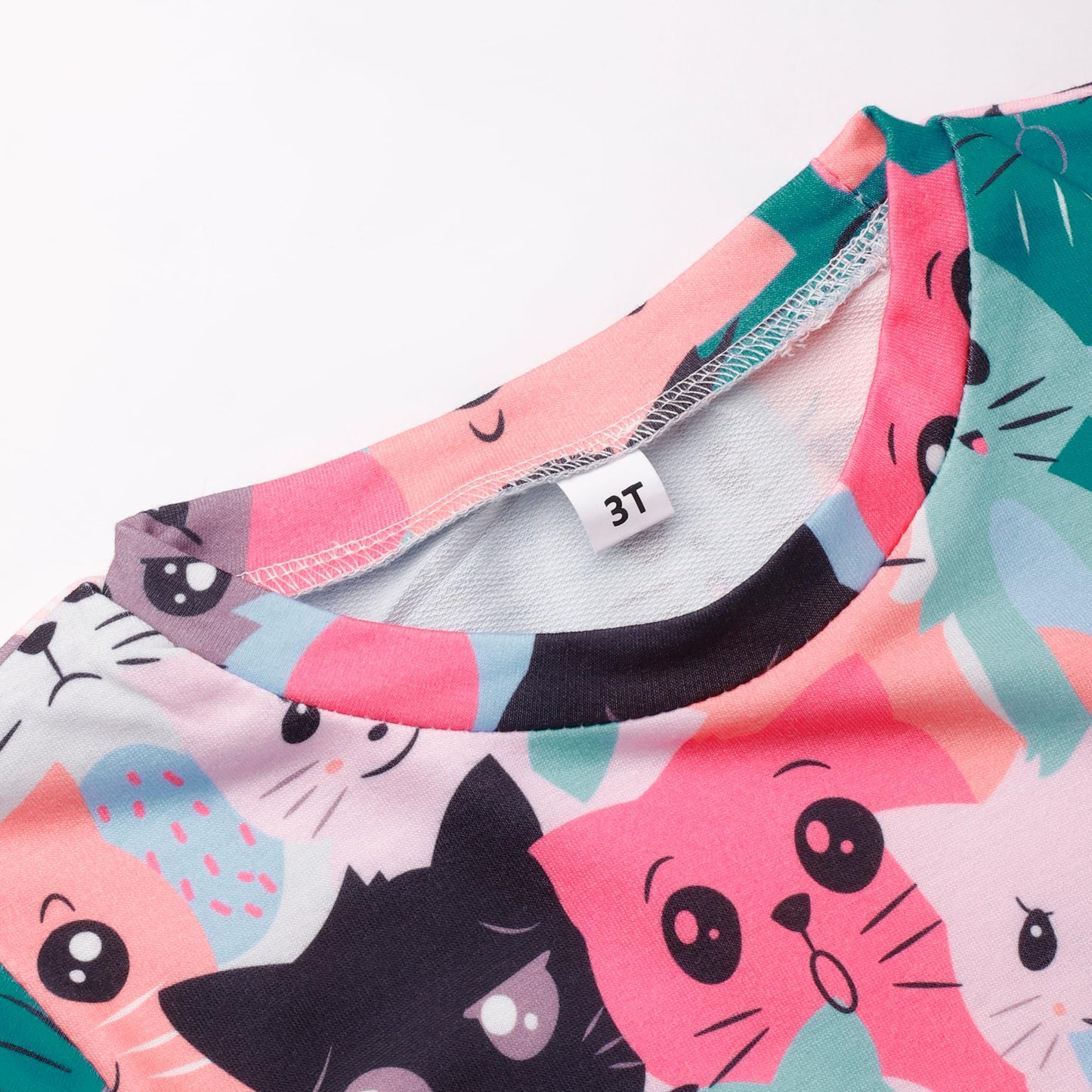 Retsugo Girls Cat Outfit Cat Clothes For Girls Kitty Shirts Cartoon Sweatshirts Top Black Leggings 2Pcs Girl Clothes Fall/Winter