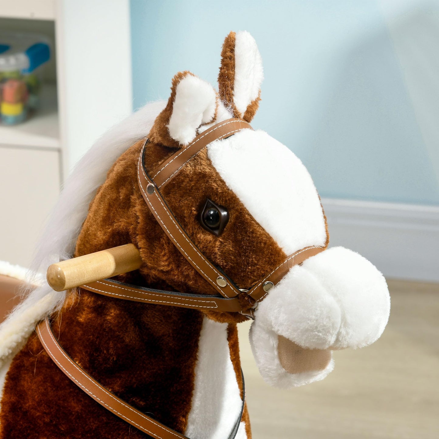 Qaba Rocking Horse with Sound, Ride on Horse with Saddle, Toddler Rocker, Gift for 3-8 Year Old, Brown