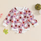 Focusnorm Halloween Newborn Baby Girl Outfit Pumpkin Sweatshirt Romper Long Sleeve Onesie Jumpsuit Infant Fall Winter Clothes (M