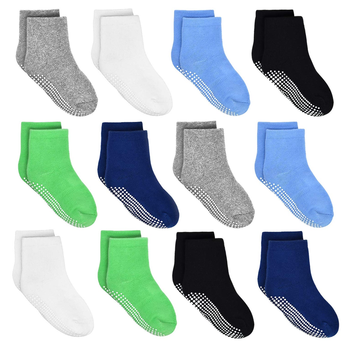 Tphon Kids Non Slip Toddler Girls Grip Socks 12 Pairs Anti Skid Sticky Socks For 7-10 Years Infants Baby Children