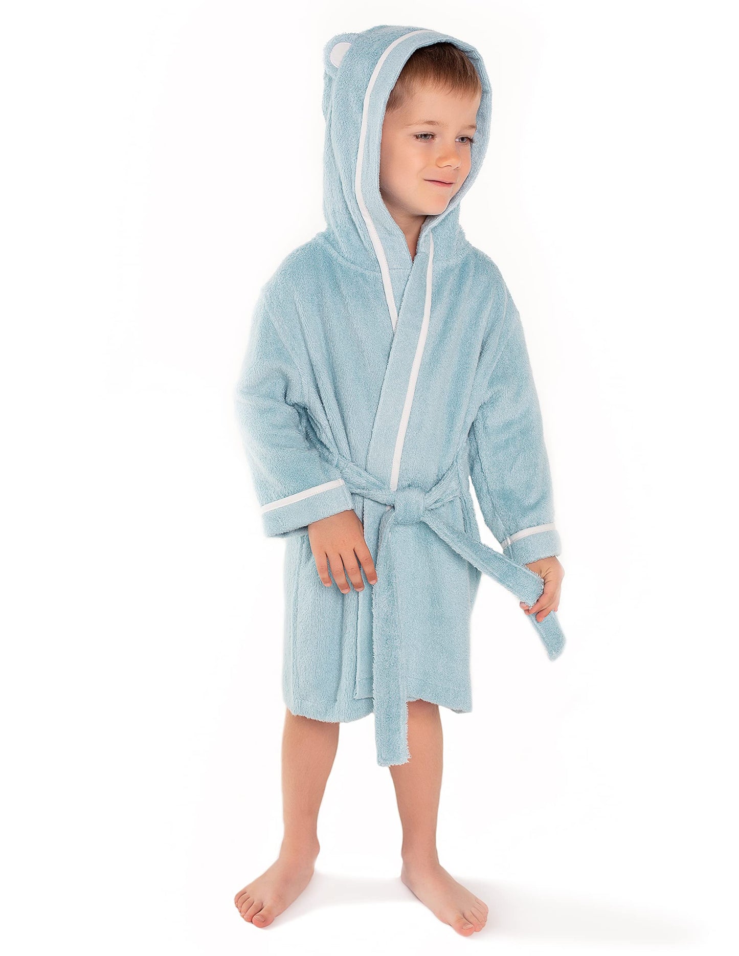 Premium Soft Bath Robe For Toddlers Babies Kids - Organic Bamboo Toddler Robe With Hood - Girls Robe Boys Robe Baby Robe (2-3T,