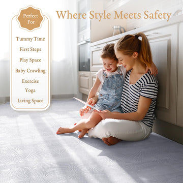 Popsykosy Premium Exercise & Baby Foam Play Mats - Stylish & Large Non-Toxic Odorless Floor Mat - 6 Tiles - Spacious 6Ft X 4Ft -