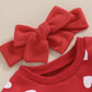 Fiomva Baby Girl Valentines Day Outfit Newborn Bubble Romper Infant Sweatshirt Onesie Toddler Heart Print Clothes (Q Valentines
