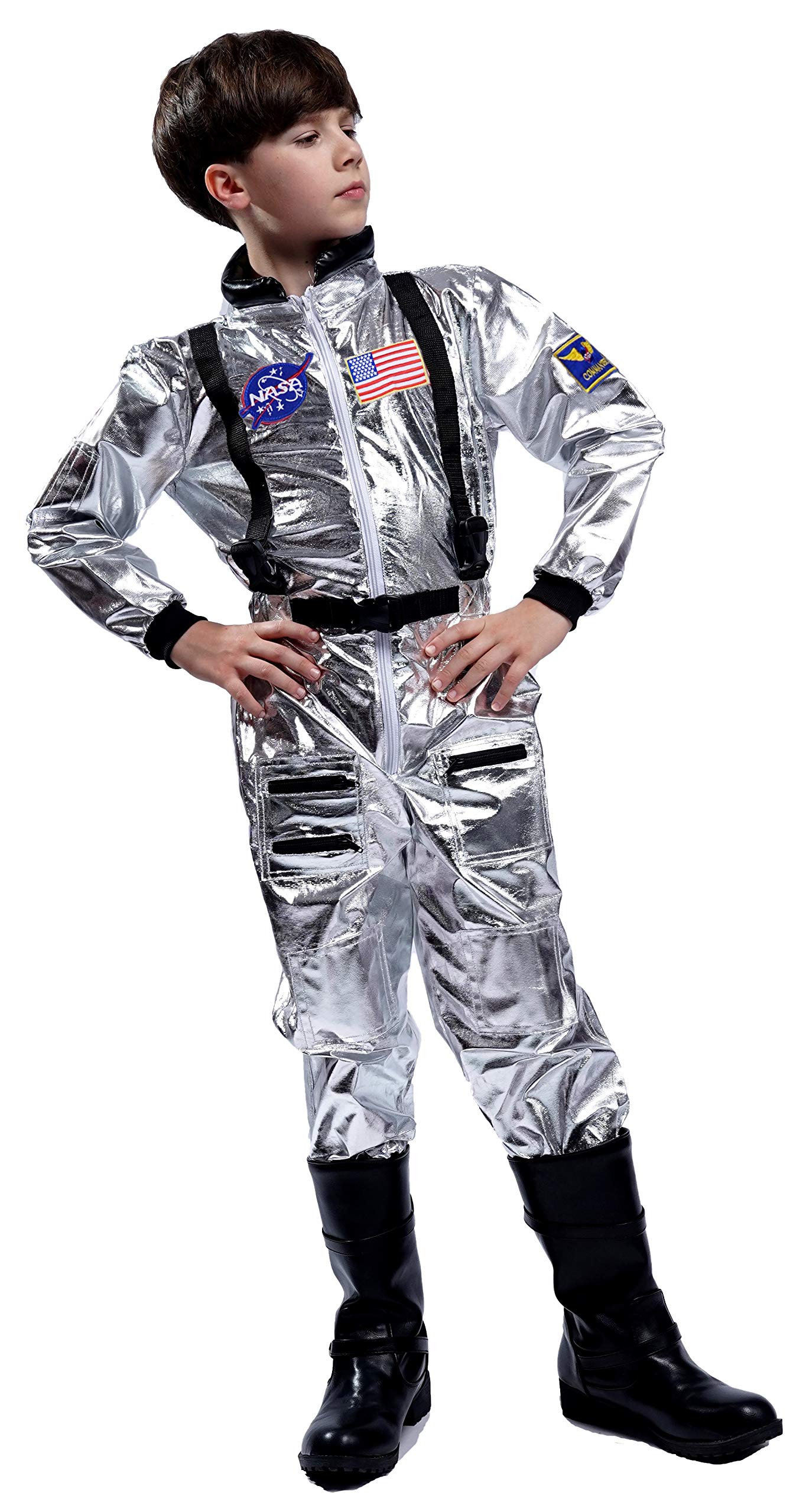 Maxim Party Supplies Kids Astronaut Space Suit Costume Cosplay Jumpsuit With Embroidered Patches And Pockets For Children And To
