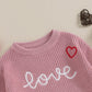 Baby Girl Cute Long Sleeve Crew Neck Love Embroidery Sweater Toddler Valentine Day Outfits (Rose Pink Love, 4-5 Years)