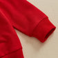 Yokjzjd Toddler Baby Girl Valentines Day Outfit Love Sweatshirt Long Sleeve T-Shirt Tops Bell Bottom Pants Set Fall Clothes (Red