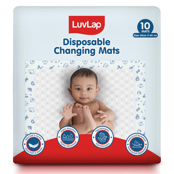 Luvlap Disposable Baby Underpad Cum Changing Mats, 10 Count 60X60 Cm Waterproof Pads For Baby, Breathable Underpads Act As 100% 