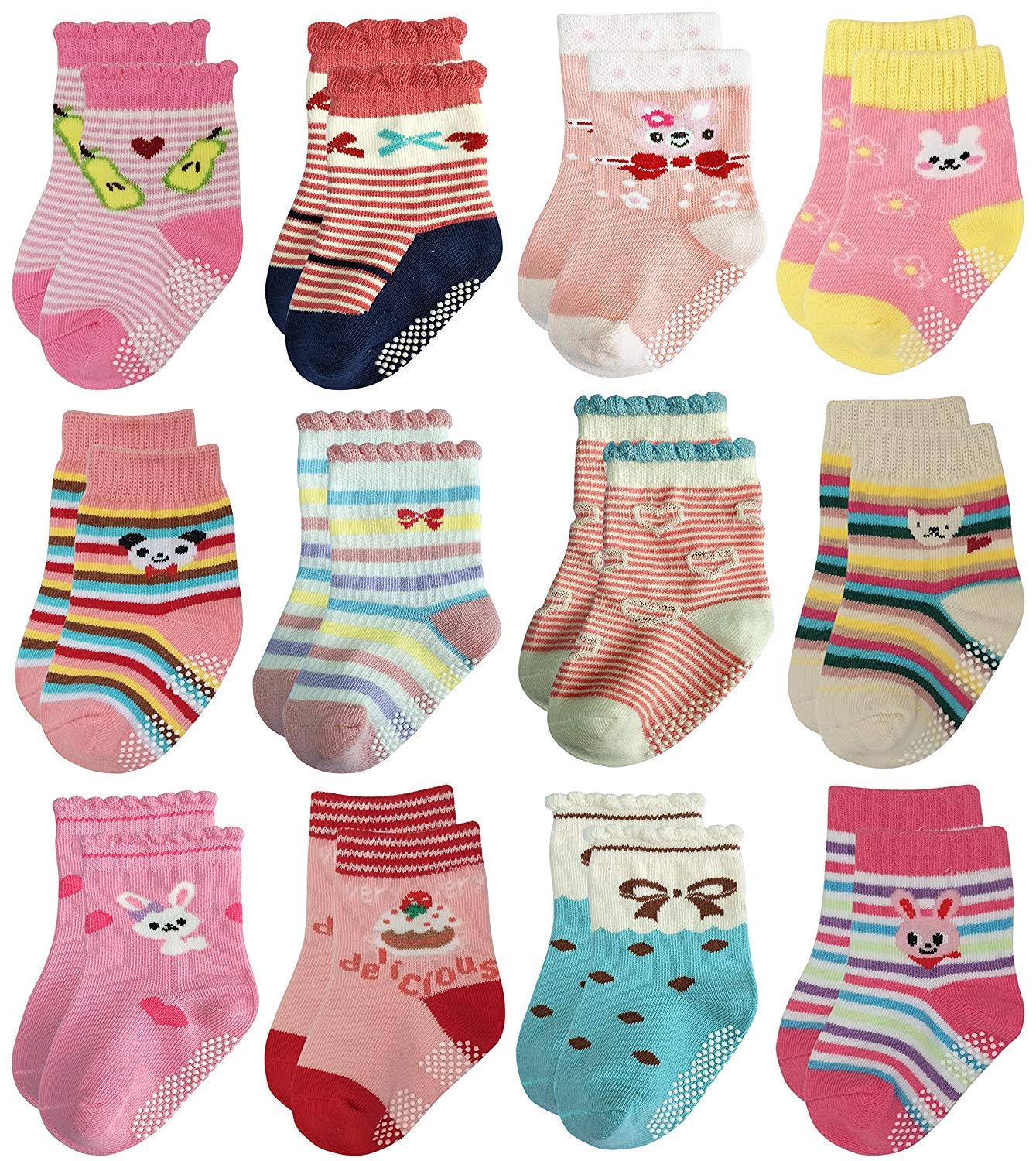 Trendy Dukaan Baby GirlS Cotton & Nylon Socks (Pack Of 4) (107Girlsgripsocks_Multicolored)