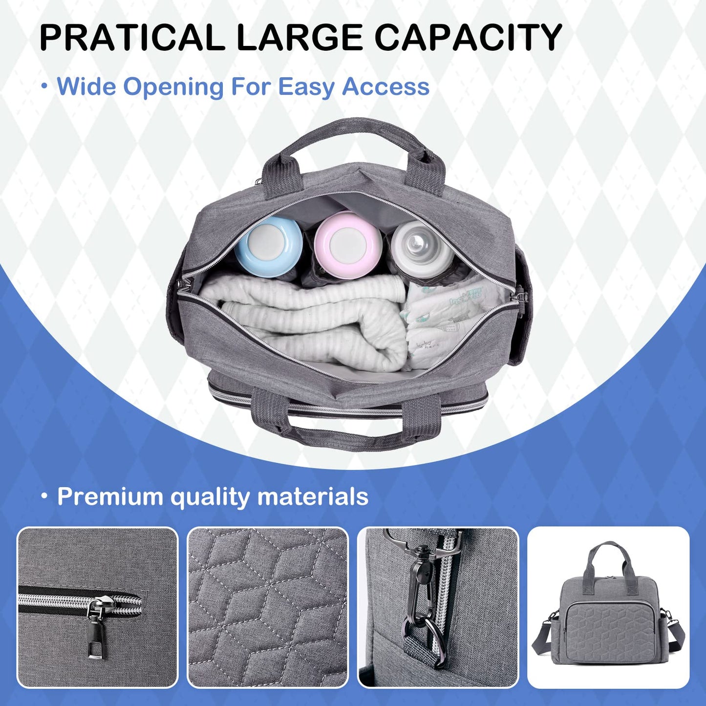 Gogoso Crossbody Small Diaper Bag, Cute Mini Baby Diaper Tote Bags With Insulated Pockets For Traveling Outdoor Parent,L, Baby N