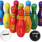 TOWO Wooden Skittles for Children - Wooden Skittle Set with Animal Faces and Numbers - 10 Pin Bowling Set for Kids Garden Toys- 