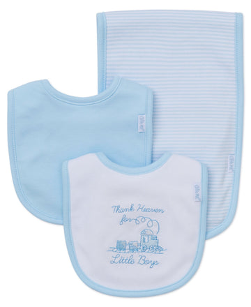 Little Me Baby Boy Newborn Bib And Burp Set, Blue/Multi, One Size