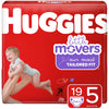 Huggies Little Movers Diapers, Step 5 (27+ Lb.), 19 Ct, Jumbo Pack (Packaging May Vary)