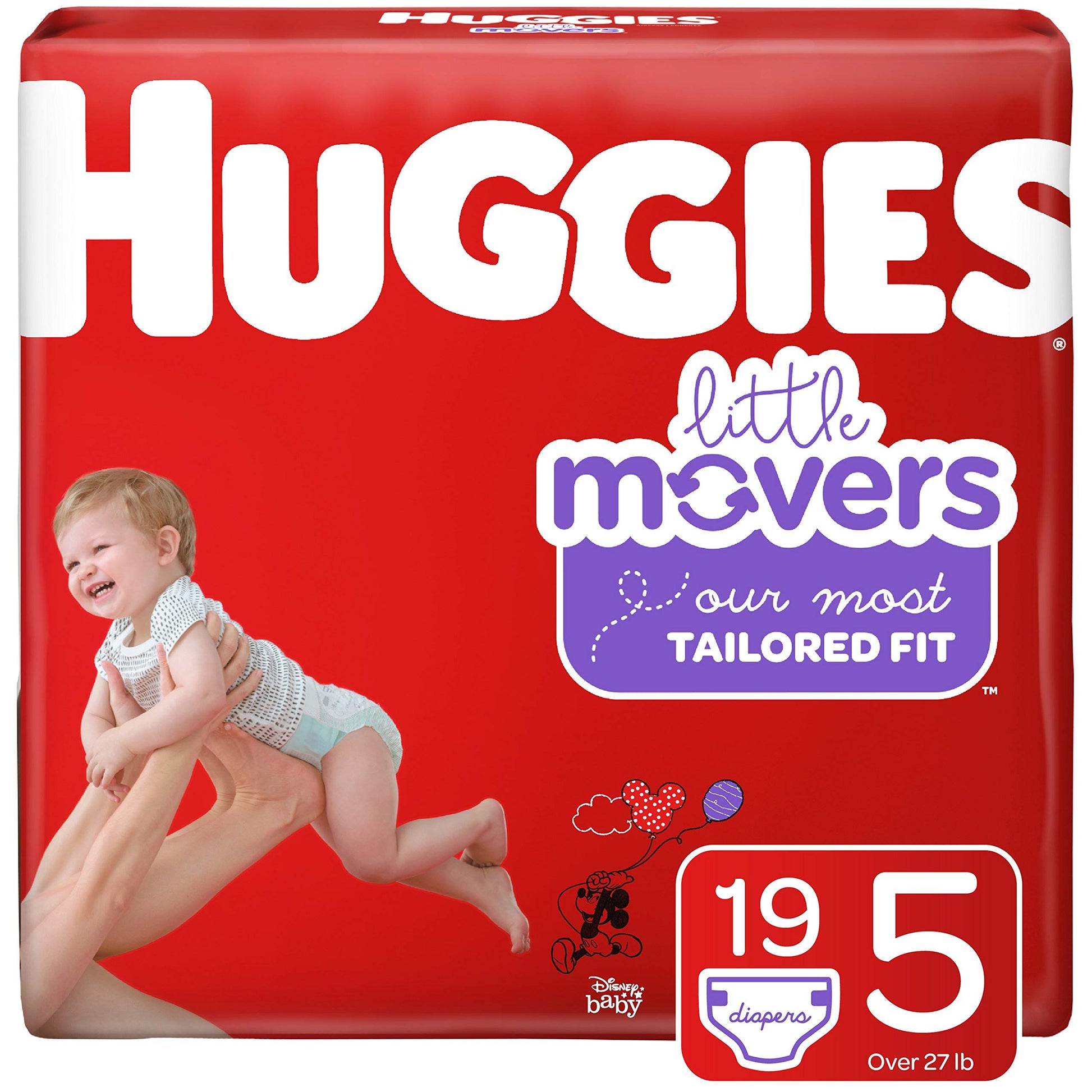 Huggies Little Movers Diapers, Step 5 (27+ Lb.), 19 Ct, Jumbo Pack (Packaging May Vary)