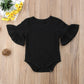 Mubineo Infant Baby Girl Basic Bell Short Sleeve Cotton Romper Bodysuit Tops Clothes (Black, 3-9 Months)
